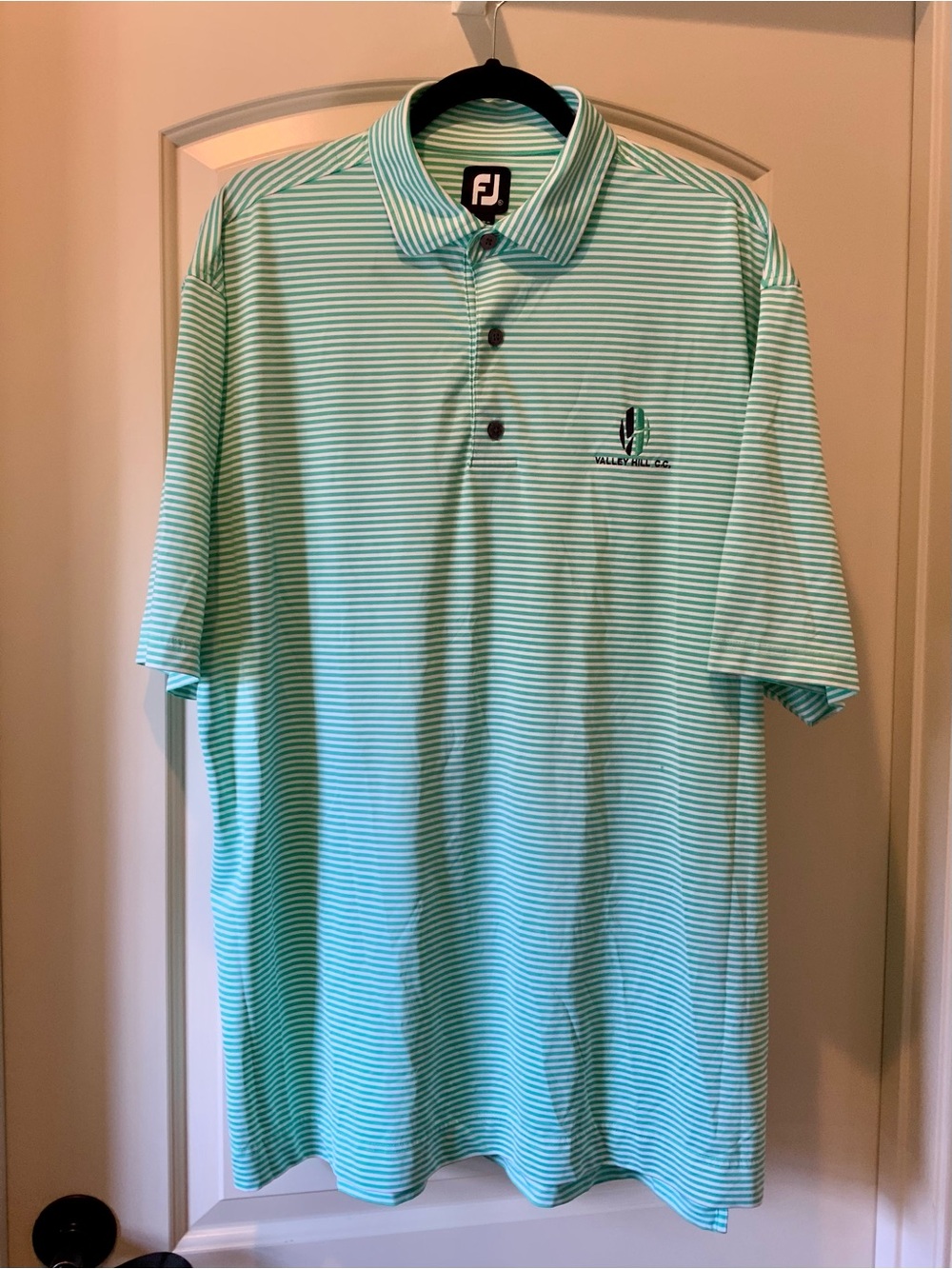 FootJoy Men's white & green Striped Polo